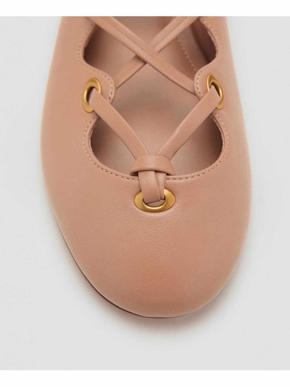 Mango Beige Ankle Wrap Ballet Flat Size 39 - Picture 4 of 4